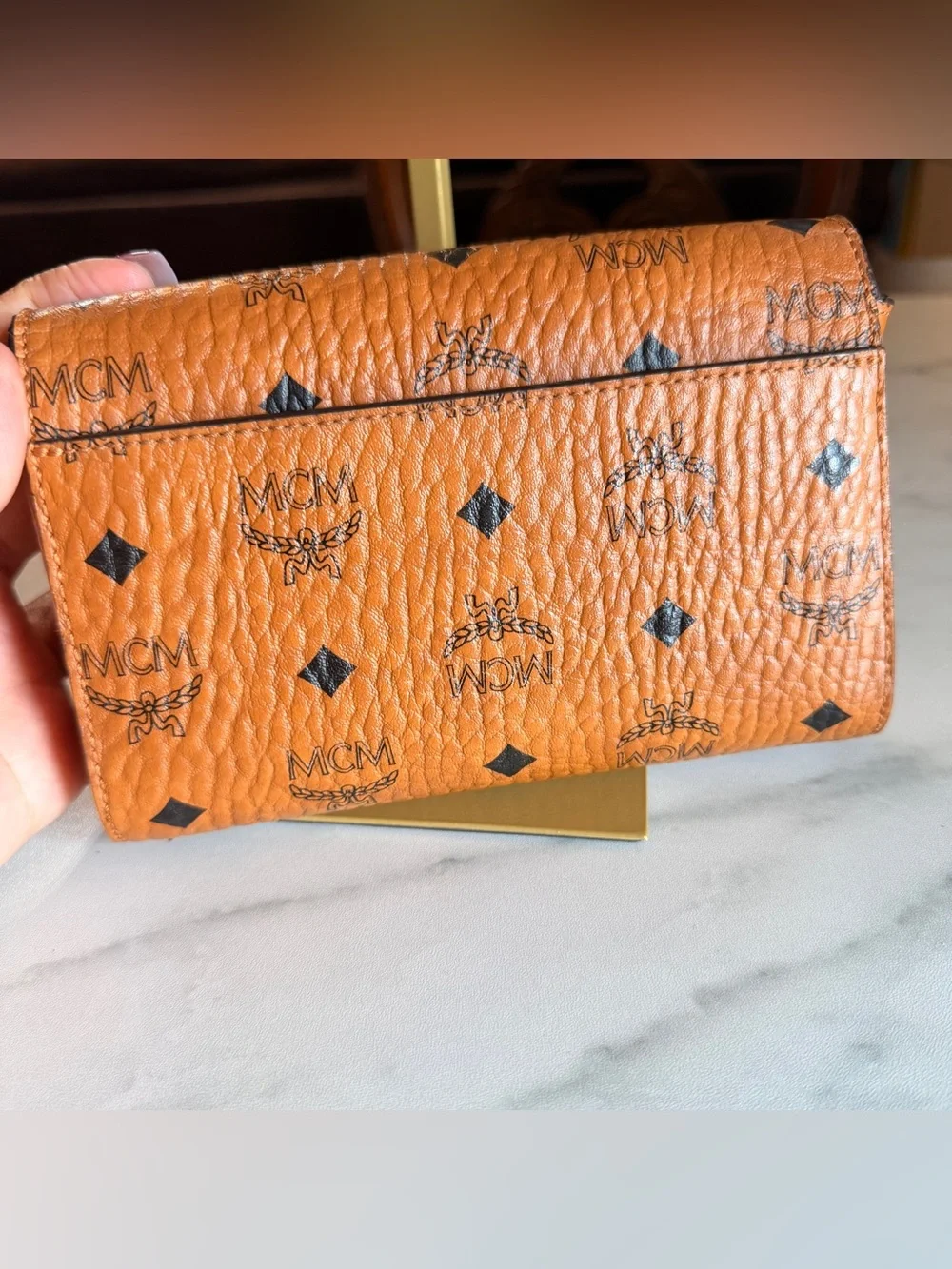 MCM Visetos Mini Crossbody / Shoulder Bag – Cognac Brown